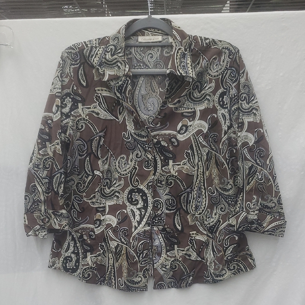 Coldwater Creek Black and White Relaxed Blouse Button Down